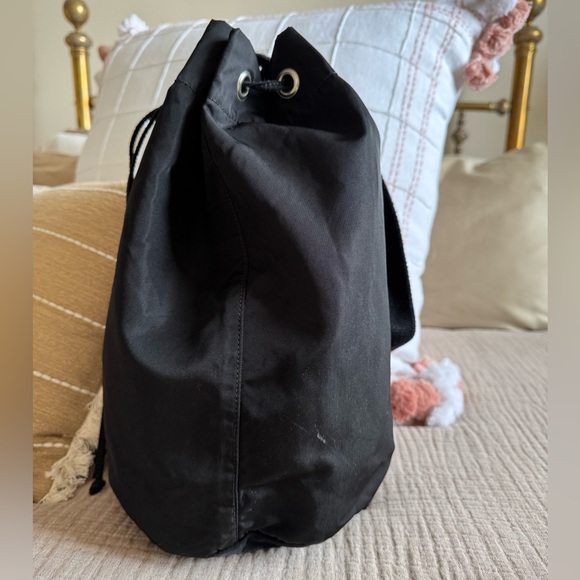 Prada Vintage Bucket Bag with Enameled Metal Triangle Logo Plate